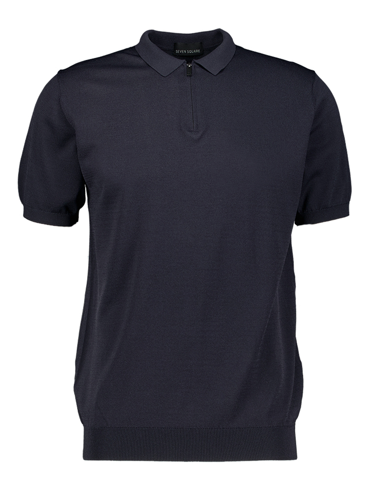 Donkerblauwe polo met rits 7SQR
