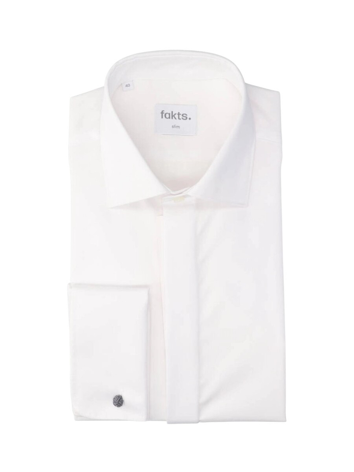 Wit katoenen hemd (slim fit) met lange mouwen Fakts