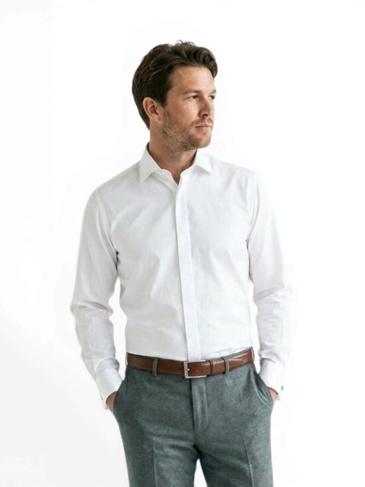 Wit katoenen hemd (slim fit) met lange mouwen Fakts