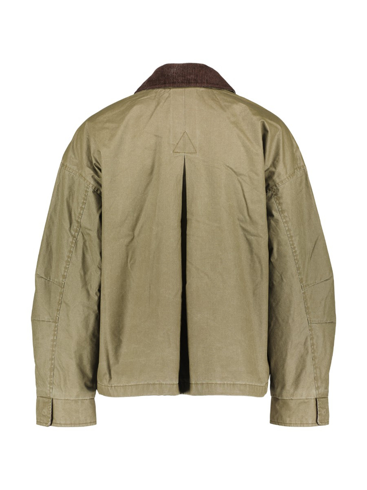 Groene jas met bruine ribfluwelen kraag Ichi