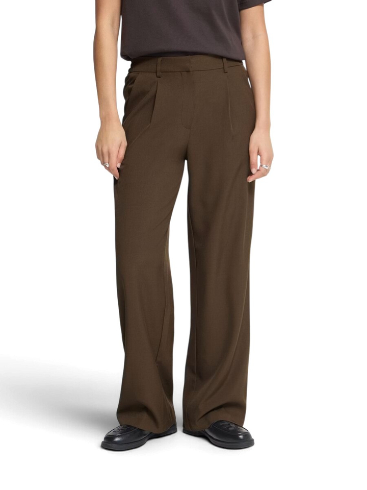 Donkerbruine wijdvallende broek Fava Ichi 