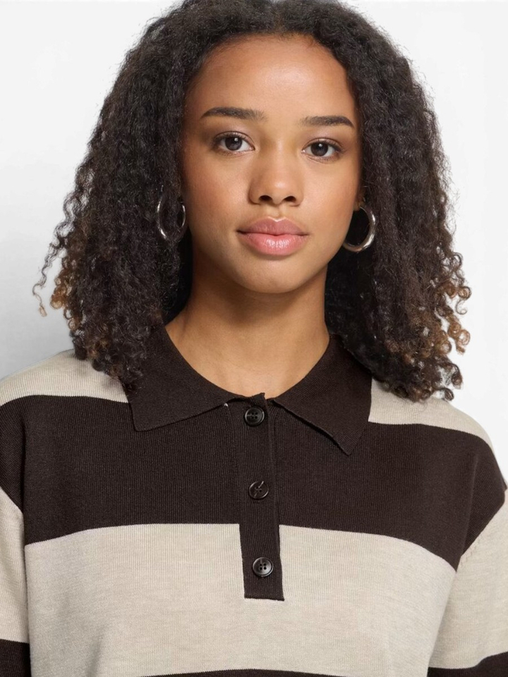 Bruin gestreepte poloshirt Luls Ichi