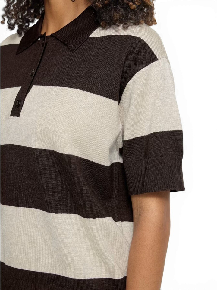 Bruin gestreepte poloshirt Luls Ichi