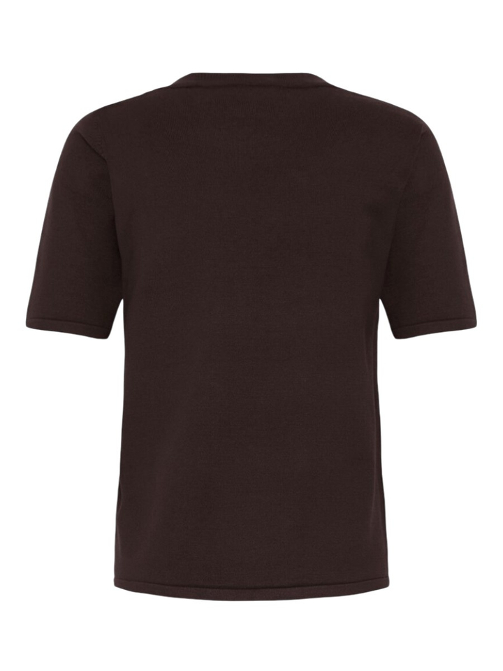 Donkerbruine pull met ronde hals en korte mouwen Ichi 