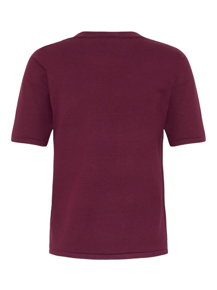 Bordeaux pull met ronde hals en korte mouwen Ichi 