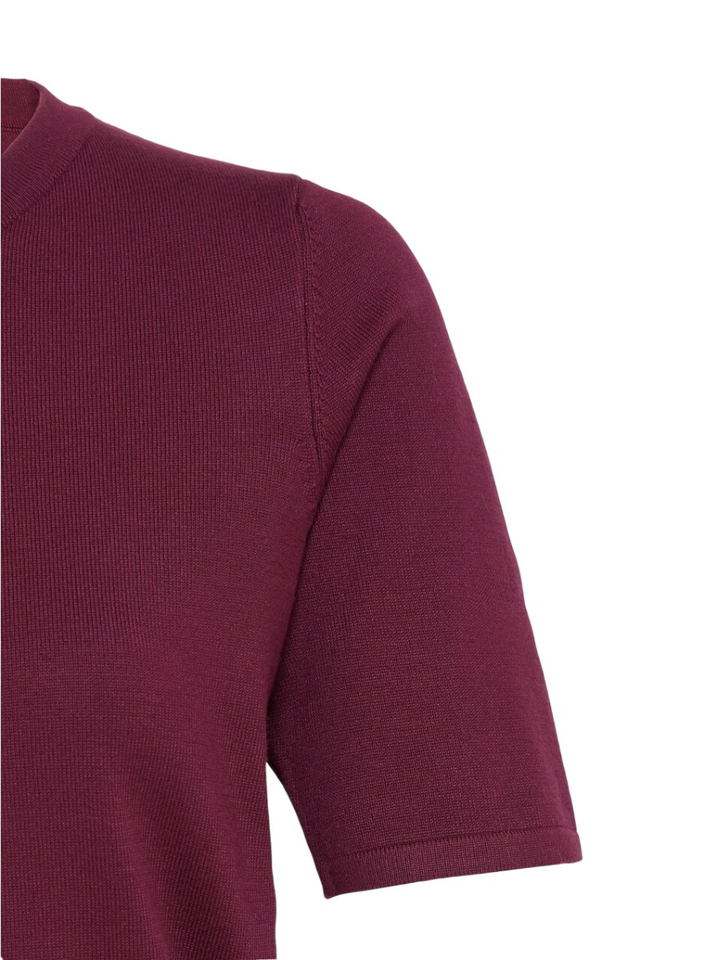 Bordeaux pull met ronde hals en korte mouwen Ichi 