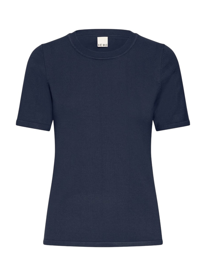 Donkerblauwe pull met korte mouwen Ichi 