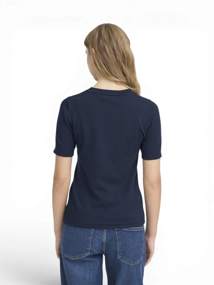 Donkerblauwe pull met korte mouwen Ichi 