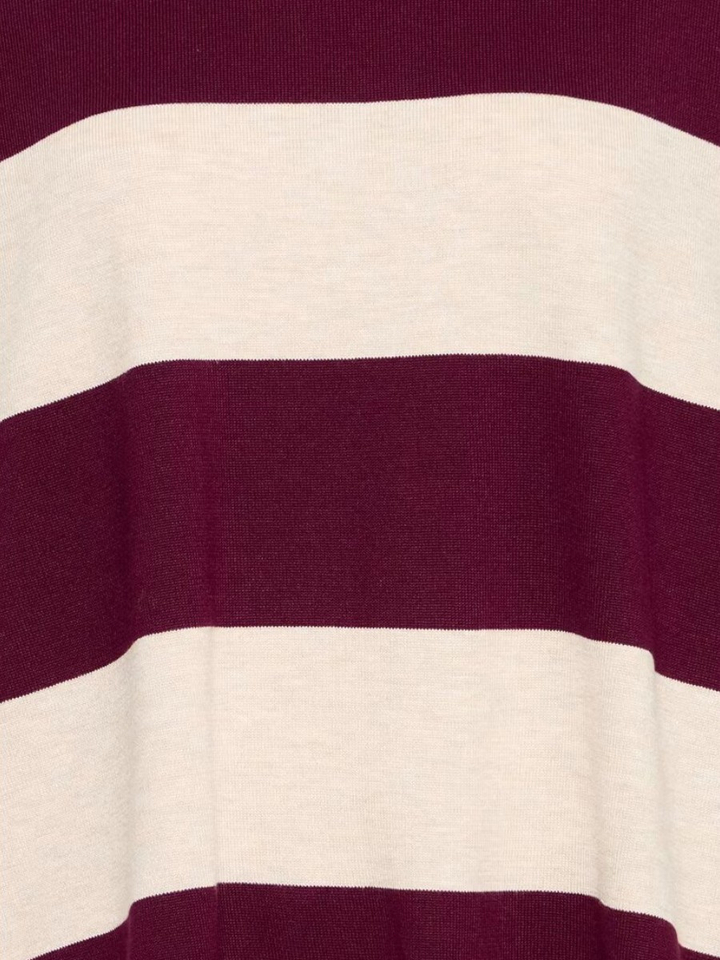 Donkerrode gestreepte pull met korte mouwen Ichi 