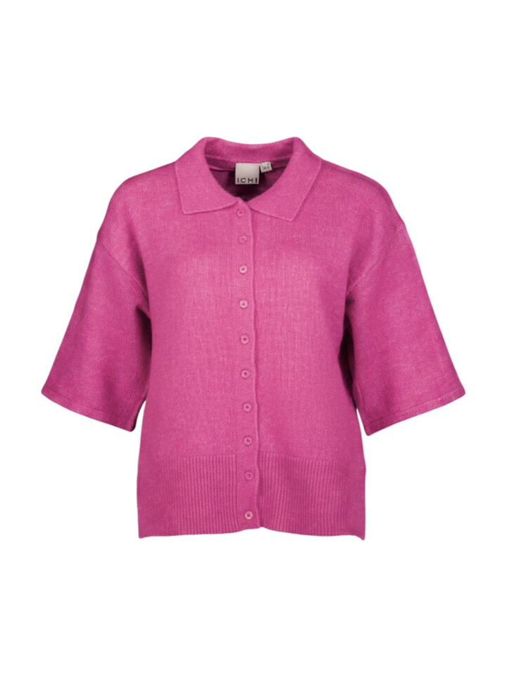 Roze gebreide gilet met knoopsluiting en kraag Kamara Ichi 
