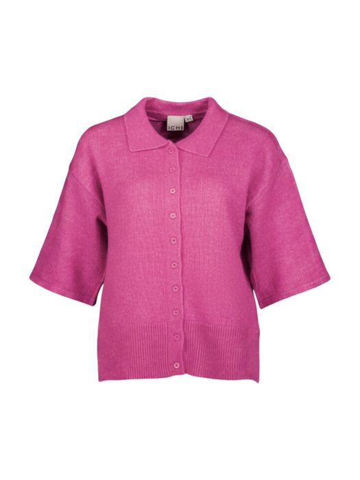 Roze gebreide gilet met knoopsluiting en kraag Kamara Ichi