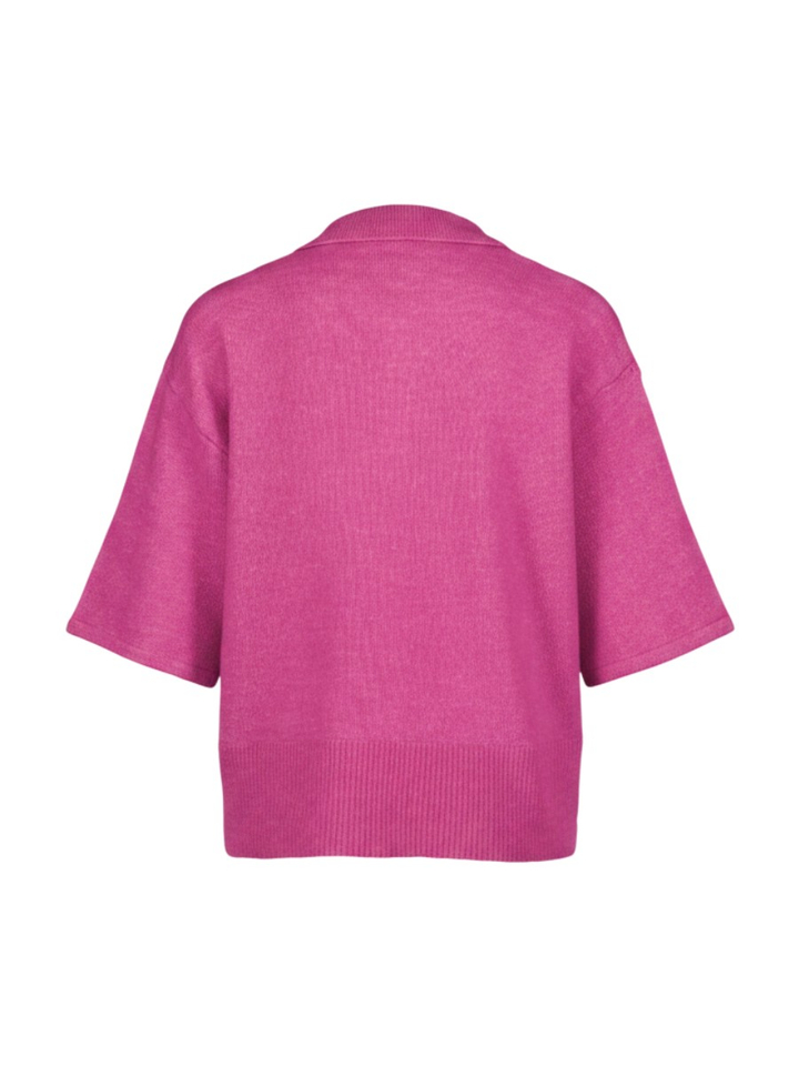 Roze gebreide gilet met knoopsluiting en kraag Kamara Ichi 