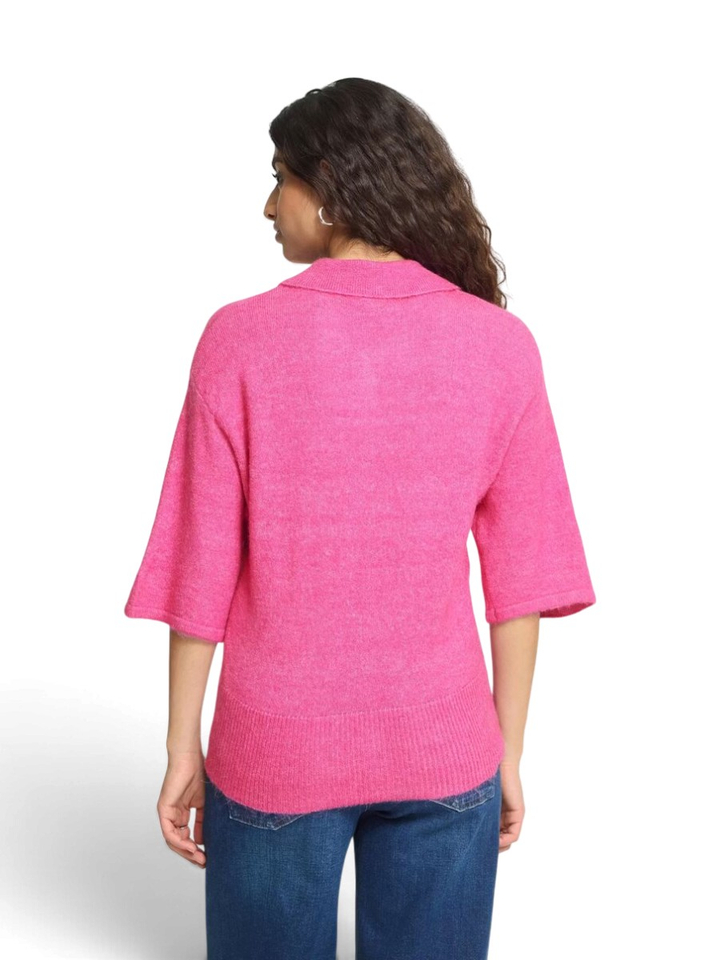 Roze gebreide gilet met knoopsluiting en kraag Kamara Ichi 