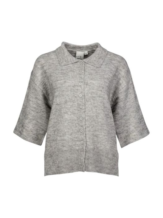 Grijze gebreide cardigan met kraag en korte mouwen Kamara Ichi