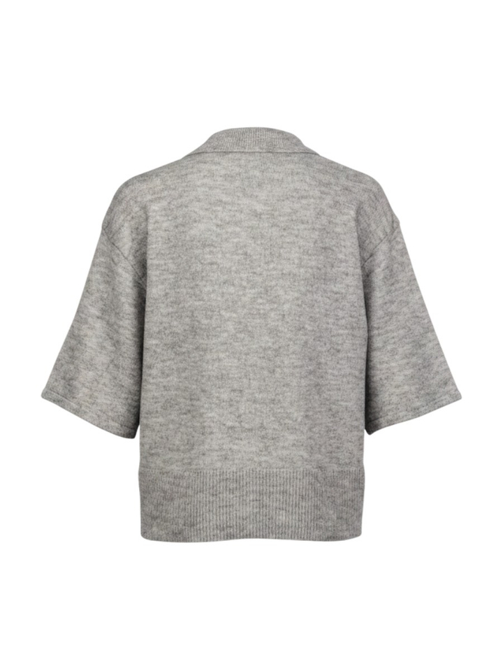Grijze gebreide cardigan met kraag en korte mouwen Kamara Ichi