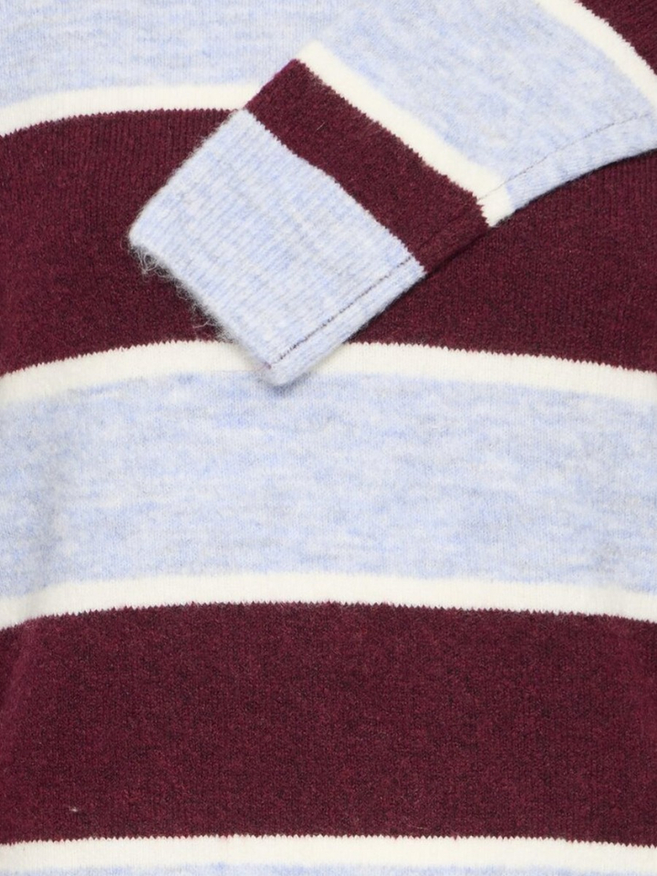 Bordeaux/lichtblauw gestreepte pull Edeen Ichi 