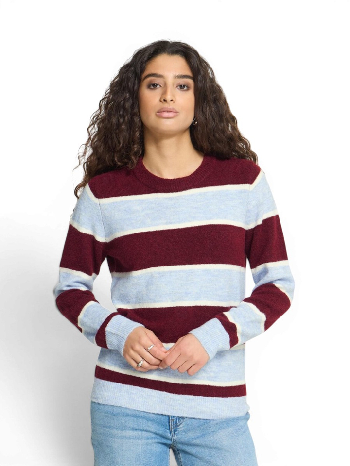 Bordeaux/lichtblauw gestreepte pull Edeen Ichi 