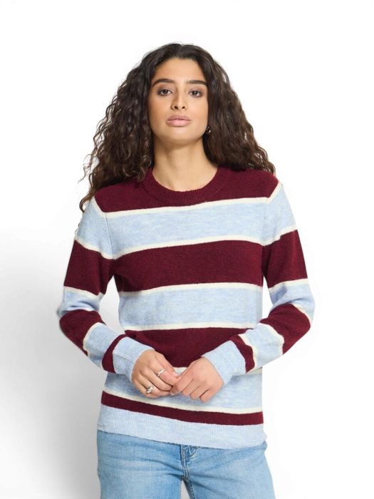 Bordeaux/lichtblauw gestreepte pull Edeen Ichi