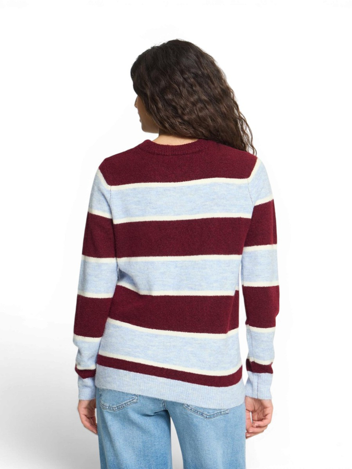 Bordeaux/lichtblauw gestreepte pull Edeen Ichi 