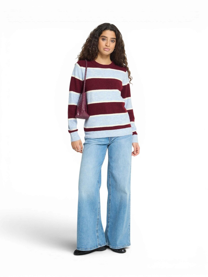 Bordeaux/lichtblauw gestreepte pull Edeen Ichi 