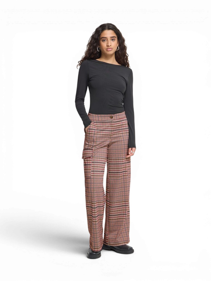 Multicolor broek met ruitjes en zakken Kate Checkit Ichi