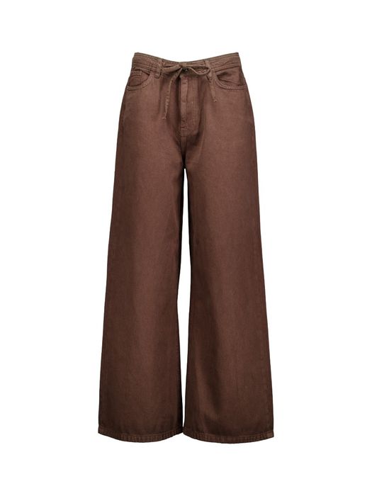Koffiebruine broek met wijde pijpen Gezano Ichi