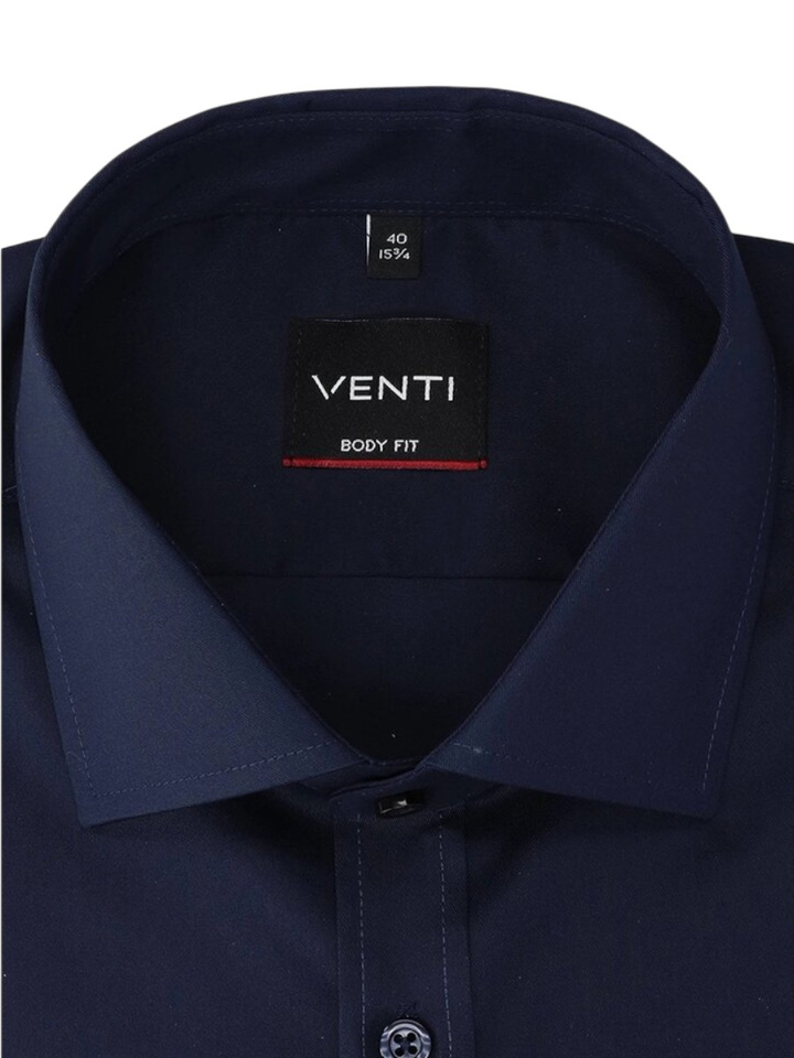 Donkerblauw hemd (regular fit) met extra lange mouwen Venti
