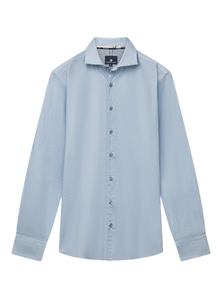Jeansblauw katoenen hemd (regular fit) met lange mouwen State Of Art 