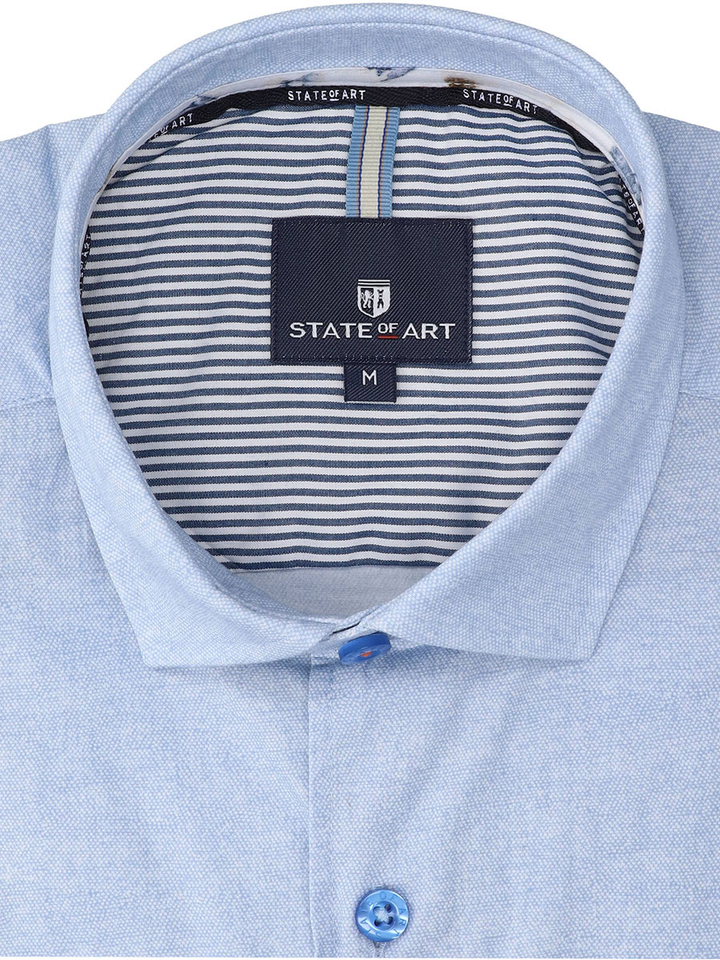 Jeansblauw katoenen hemd (regular fit) met lange mouwen State Of Art 