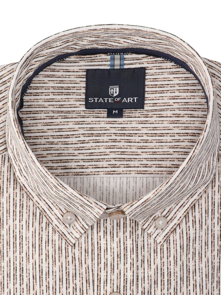 Beige gestreept hemd (regular fit) met lange mouwen State Of Art