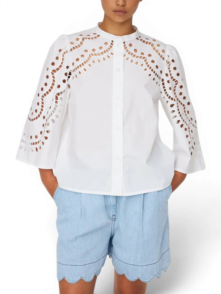 Witte bloes met broderie detail Stella Nova 