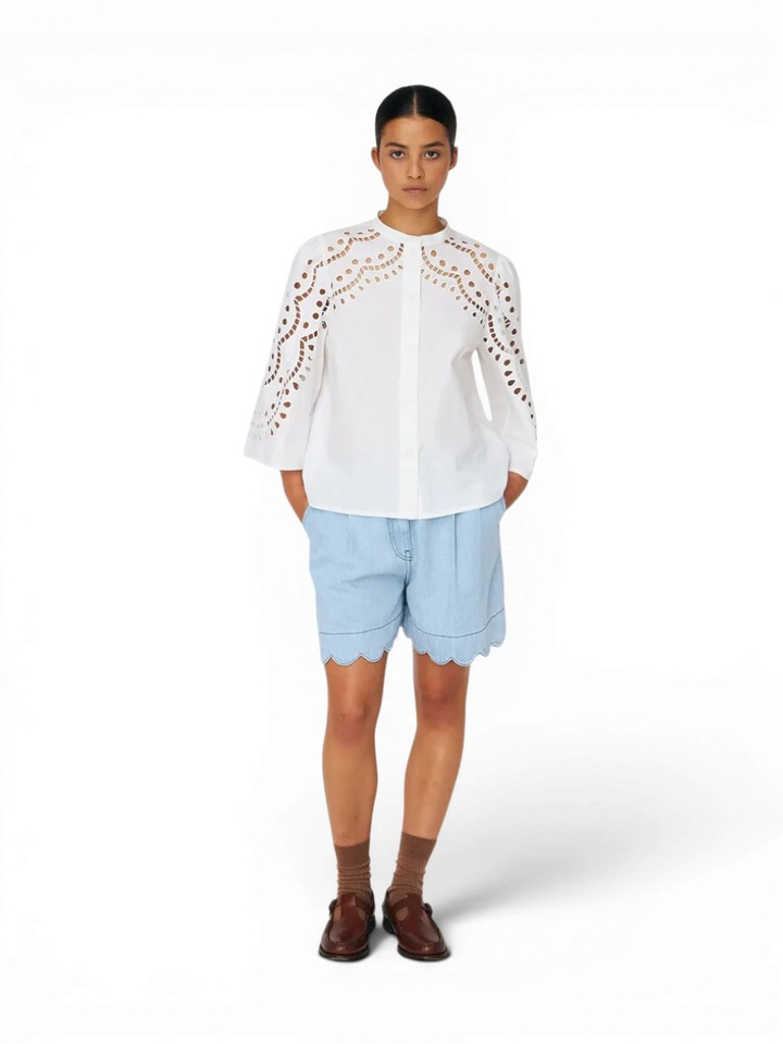 Witte bloes met broderie detail Stella Nova 