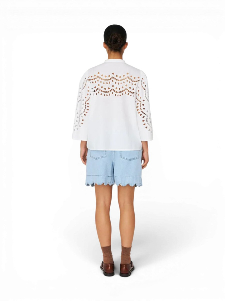 Witte bloes met broderie detail Stella Nova 