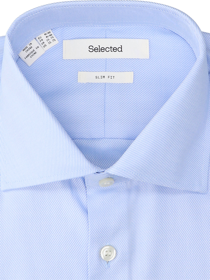 Light blue katoenen hemd ( slim fit) met details en lange mouwen Selected
