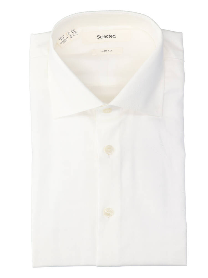 Wit katoenen hemd (slim fit) met lange mouwen Selected 
