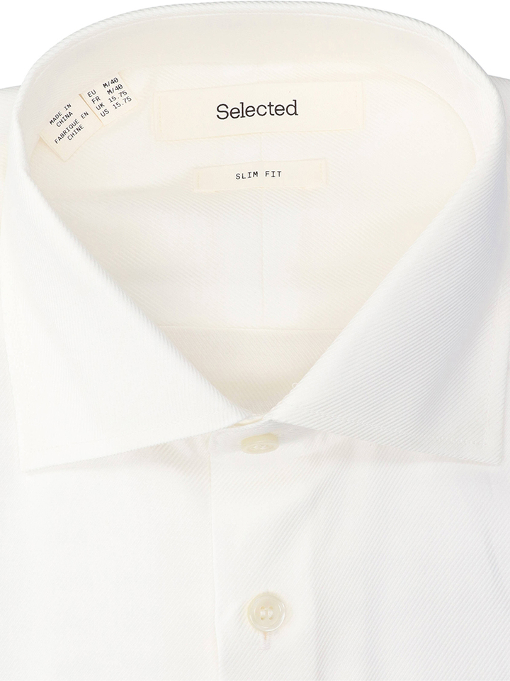 Wit katoenen hemd (slim fit) met lange mouwen Selected 