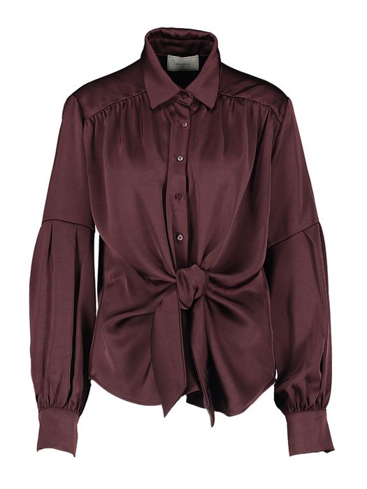 Bordeaux glanzende bloes met knoop detail Naja Neo Noir