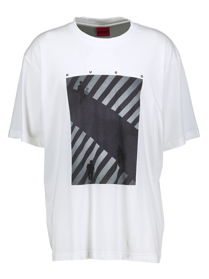 Witte t-shirt met print detail Dodger Hugo Boss