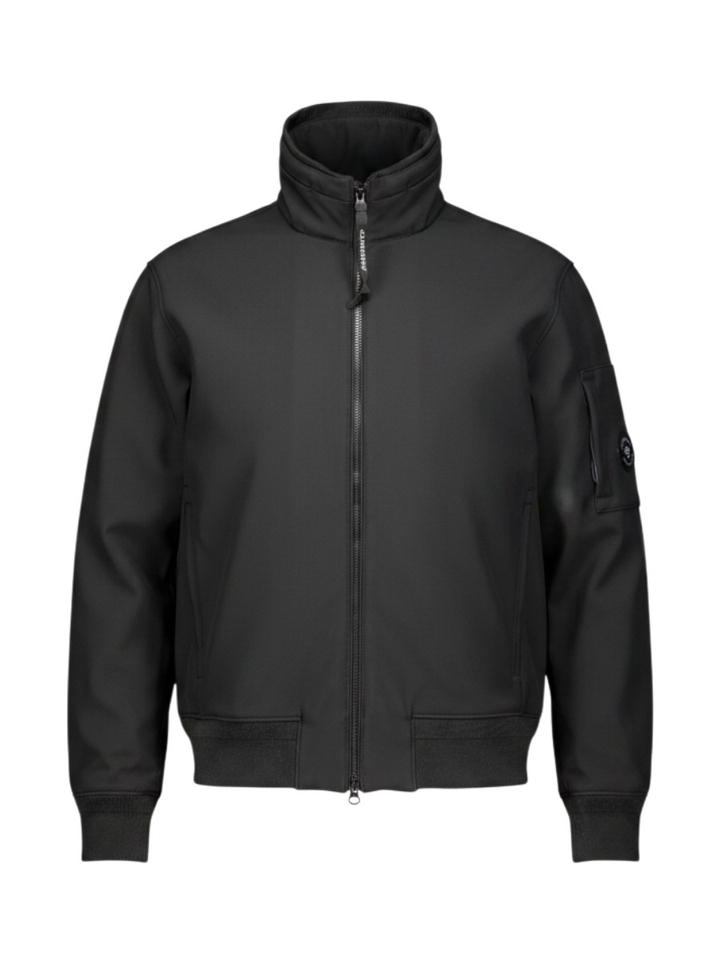 Zwarte jas met rits en kap in de kraag CP Company
