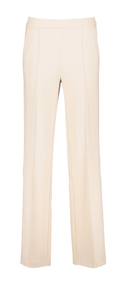 Beige wijde broek met elastiek en plooi Ava Cambio