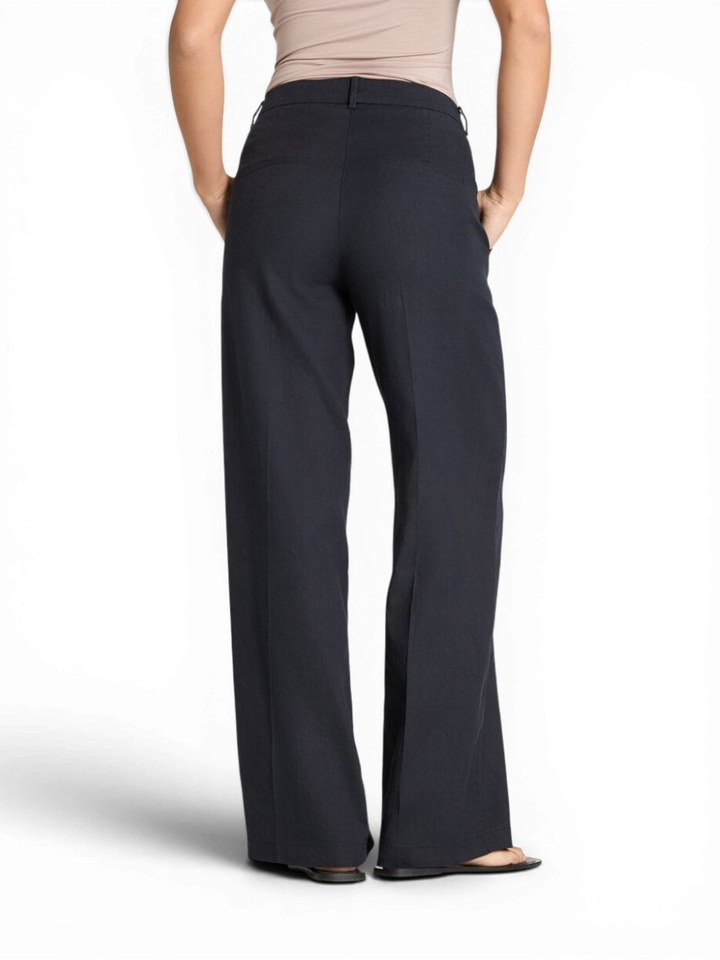 Donkerblauwe linnen broek Mira Cambio