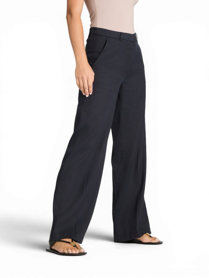 Donkerblauwe linnen broek Mira Cambio