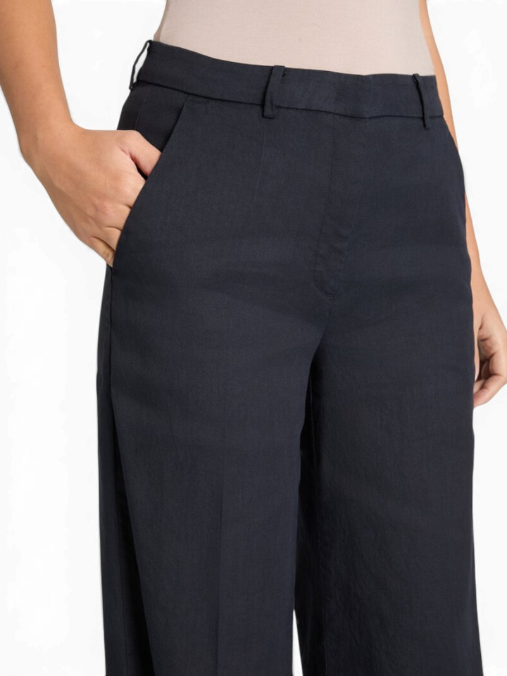 Donkerblauwe linnen broek Mira Cambio