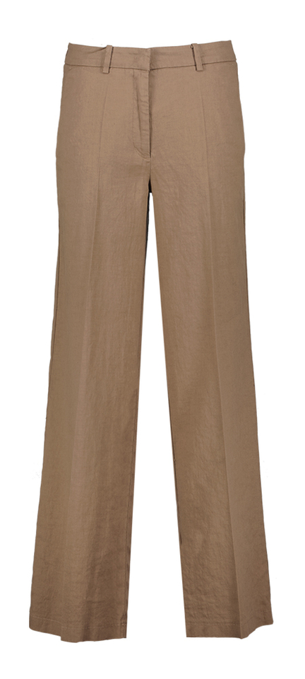Bruine wijde linnen broek Mira Cambio