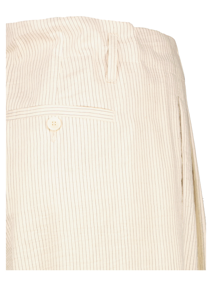 Beige wijde broek met bandplooi en fijne streep Addison Cambio 