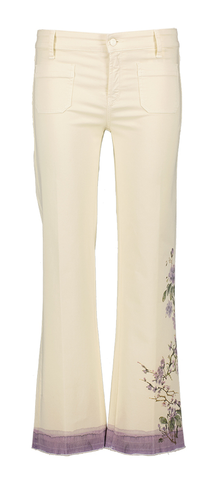 Ecru jeans met paarse bloemenprint Tess Pocket Cambio 