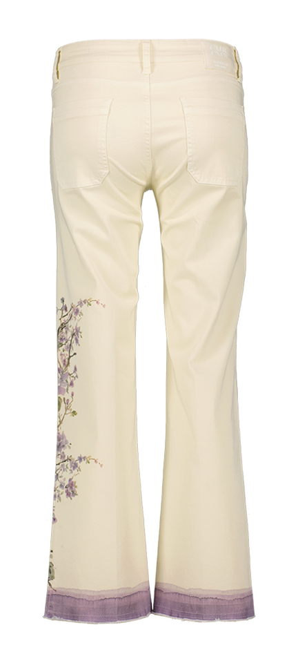 Ecru jeans met paarse bloemenprint Tess Pocket Cambio 