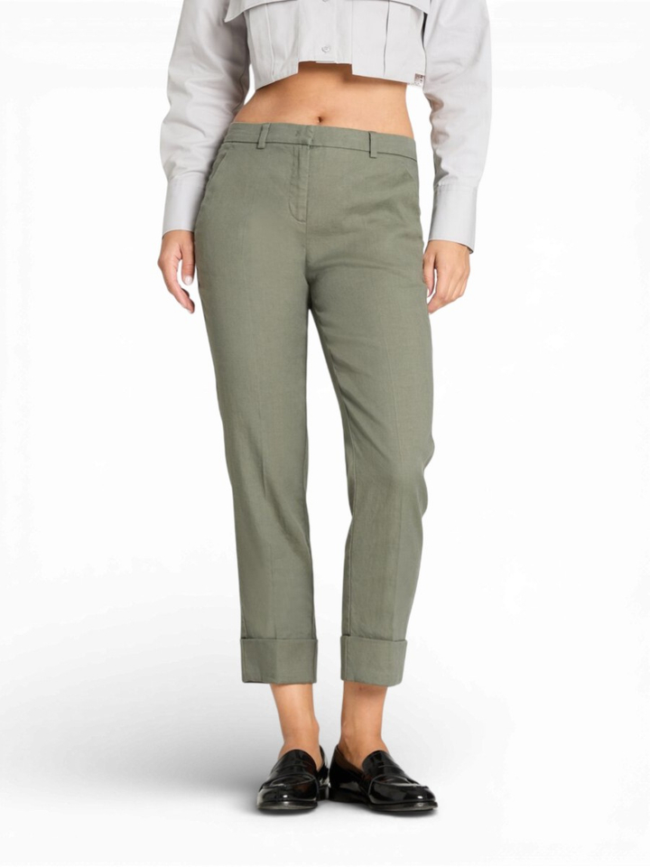 Shadow green linnen broek Krystal Cambio
