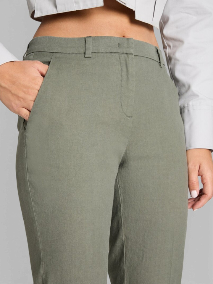 Shadow green linnen broek Krystal Cambio