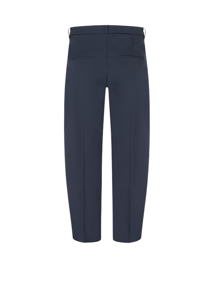 Blauwe losvallende broek met bandplooi Emilie Cambio